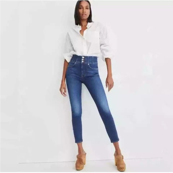 VERONICA BEARD Katherine Corset Skinny Extra High Rise Jeans Bright Blue - 24 - Picture 1 of 12